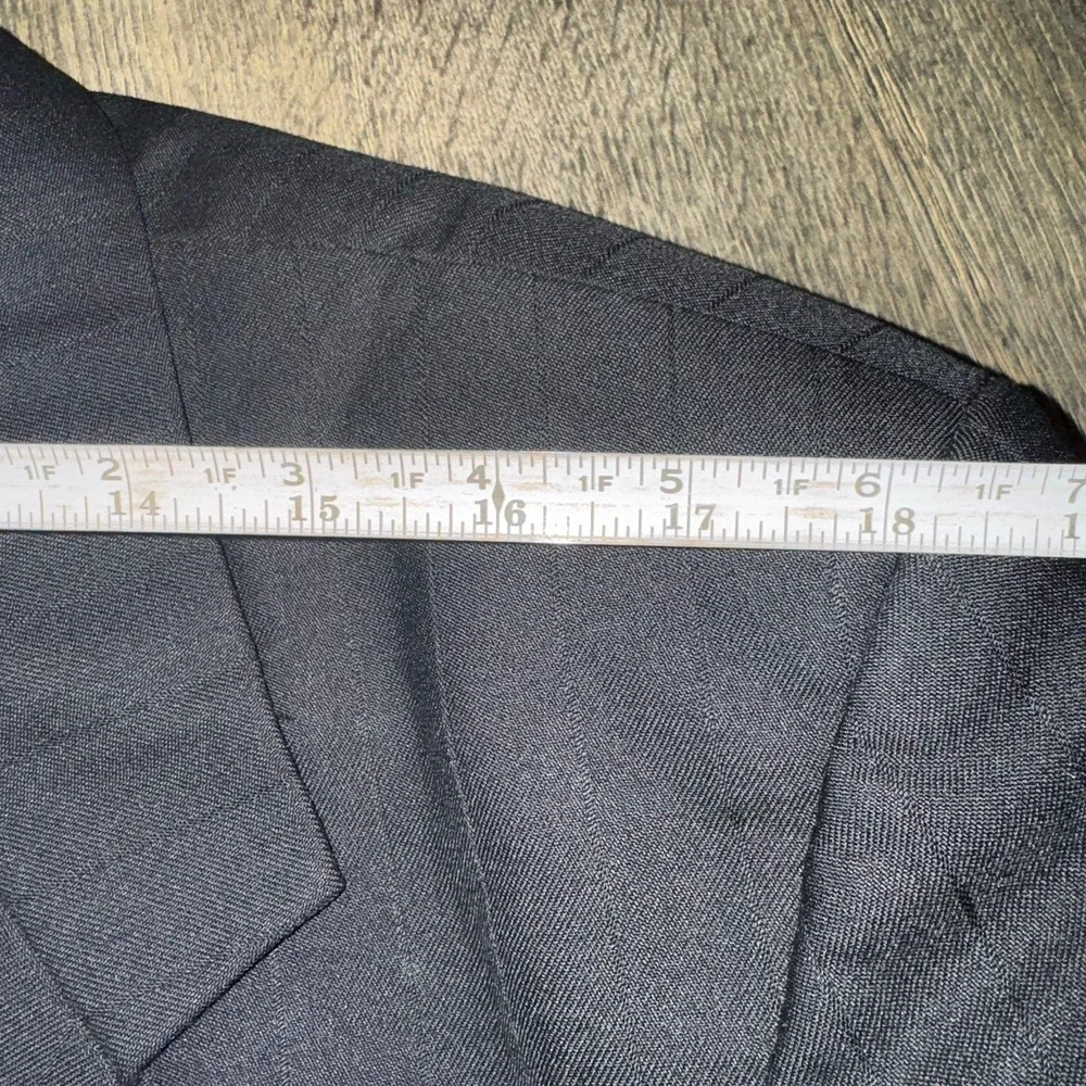 VTG Petrocelli Mens 42R Self Striped  Wool Sport Coat Blazer Black Old Money‎